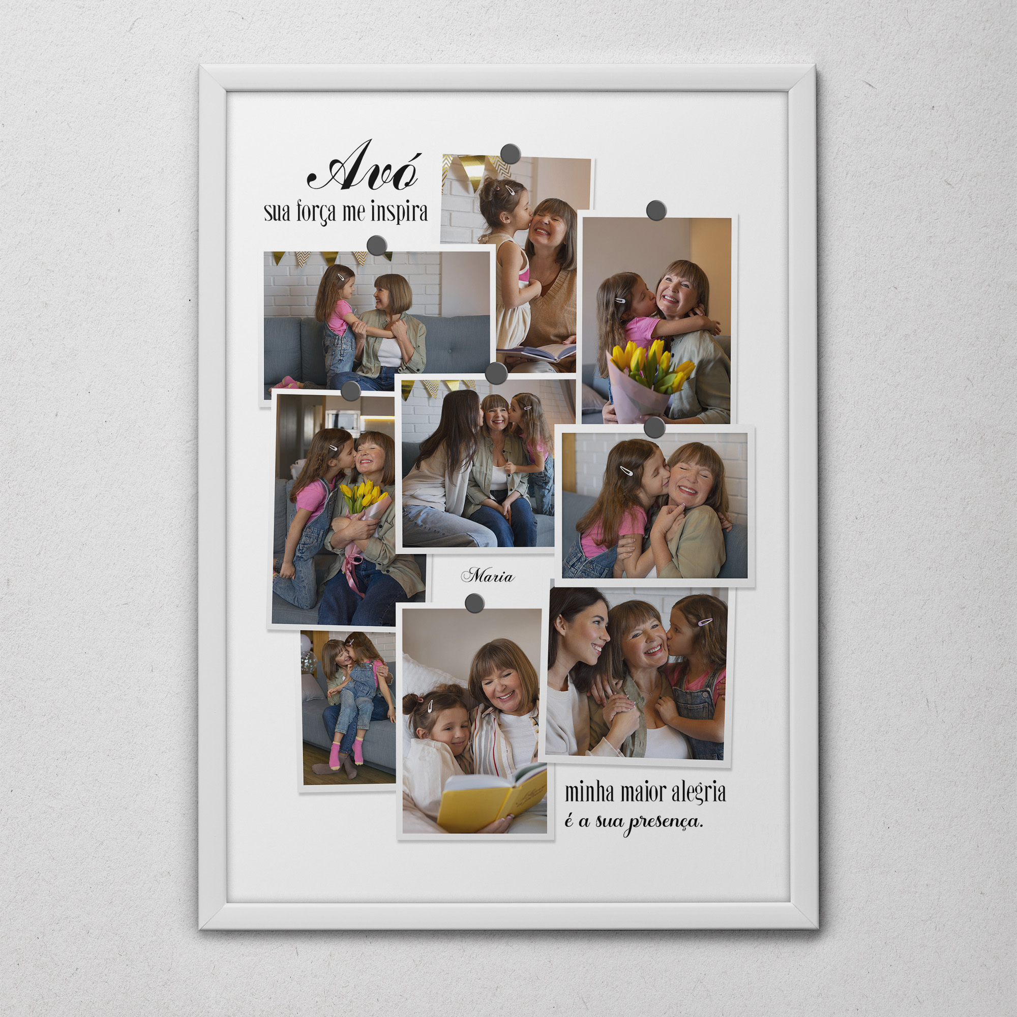 Quadro Personalizado para Avó A4 com Foto – Moldura Branca ou Preta | Presente Especial