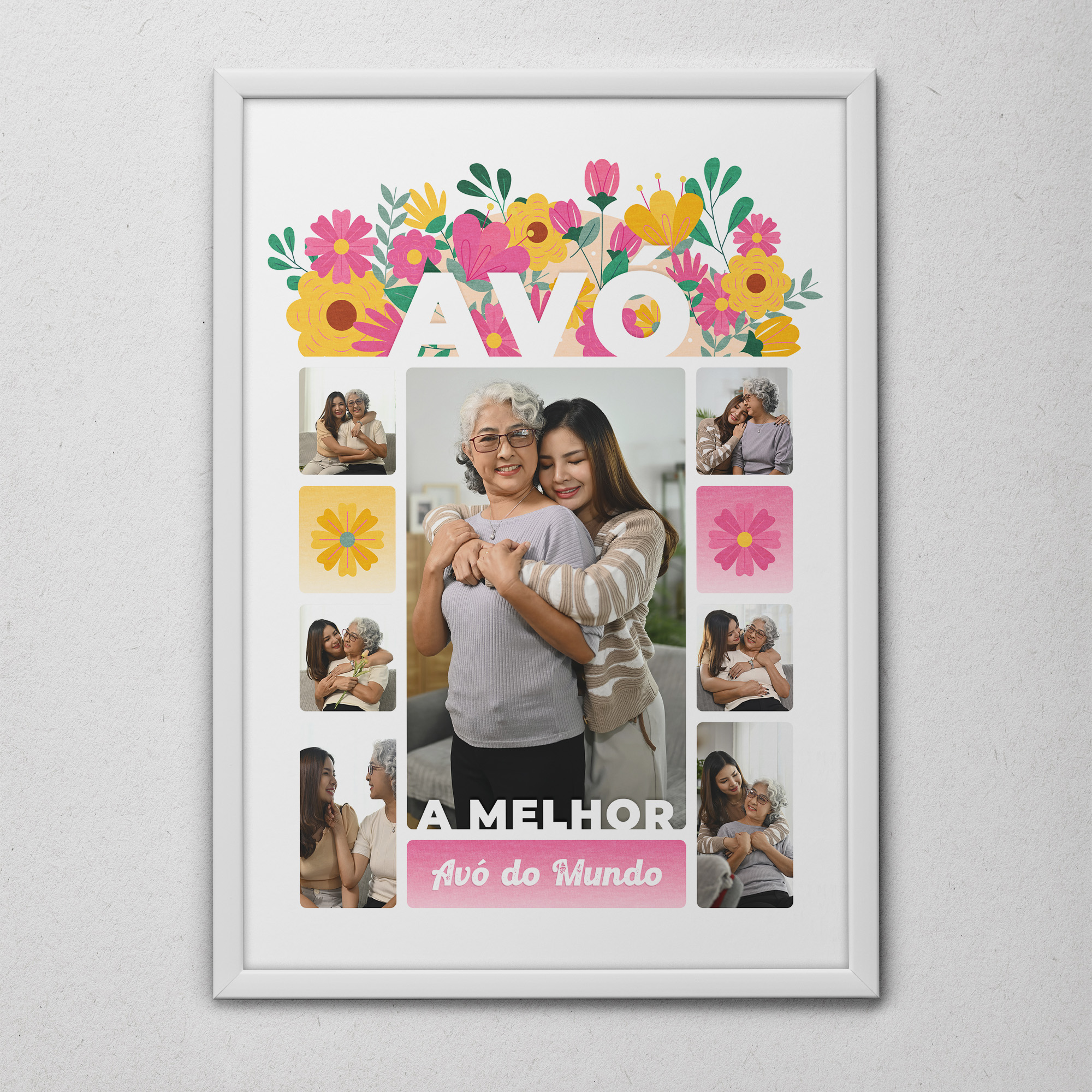 Quadro Personalizado para Avó A4 com Foto – Moldura Branca ou Preta | Presente Especial